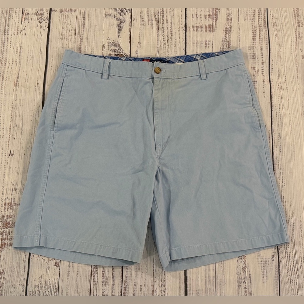 Chaps Flat Front Shorts Men's 38 Light Blue Classic Preppy Golf Casual Summer
